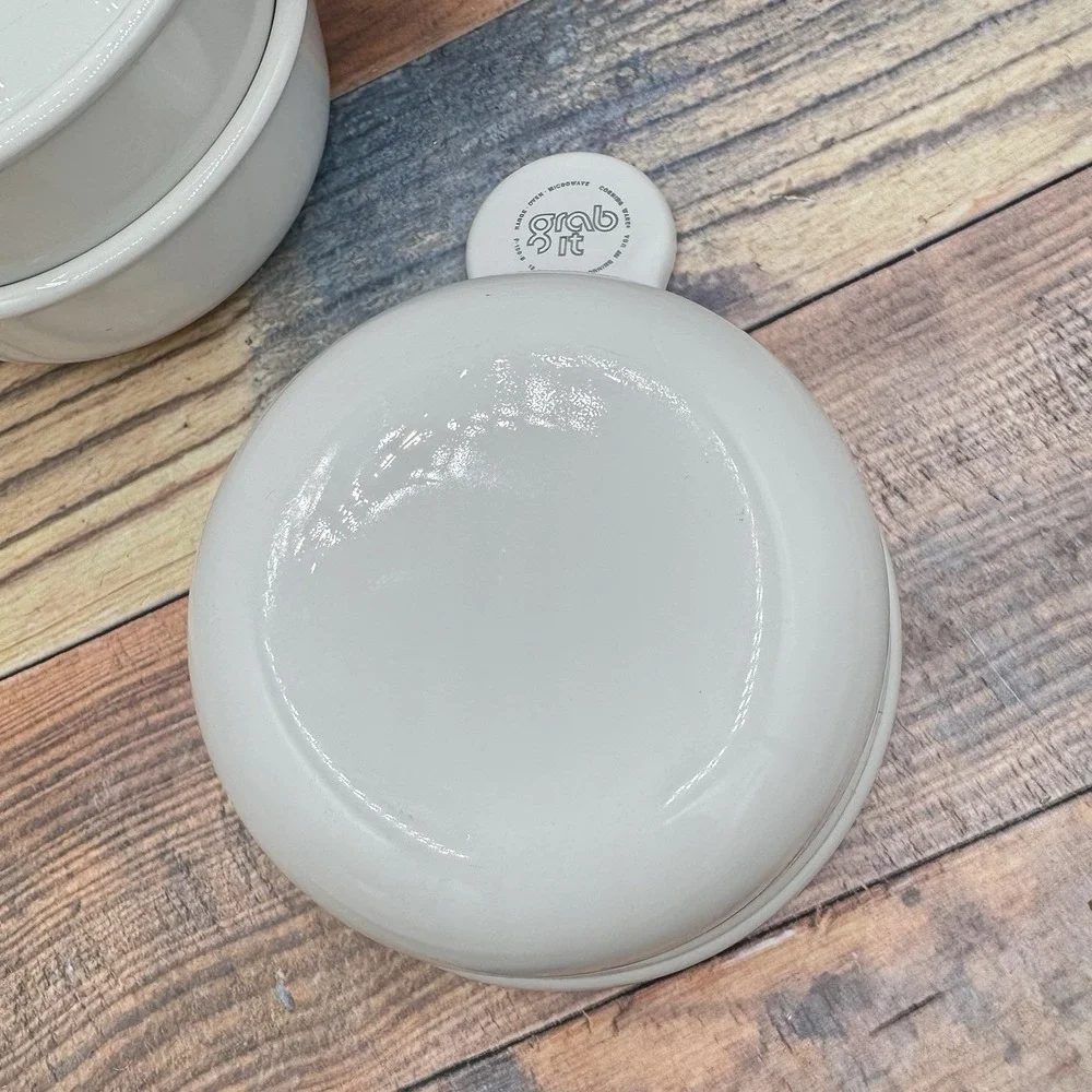 Corning Ware White Grab It Bowls P-150-B Set of 3 Vintage No Lids Tab Handle